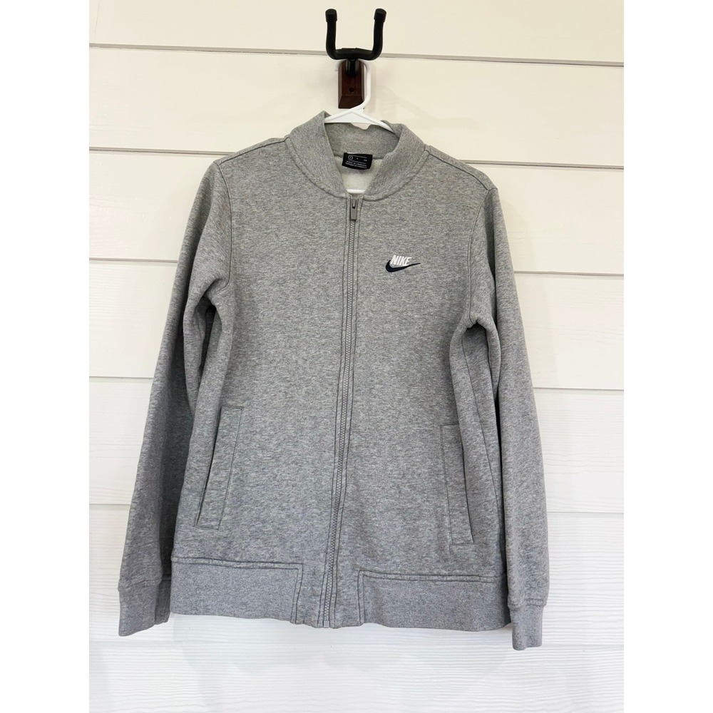 A- 062- Nike Sportswear Full Zip Fleece Bomber Jacket Grey 928461-063 Mens Small